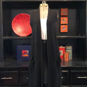 Open Front Long Knit Black Vest From Ann Taylor Factory